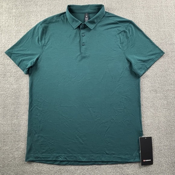 Lululemon Polo Shirt Adult Extra Large Green Short Sleeve Evolution Casual Men's